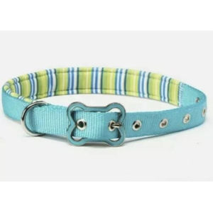 Vibrant Life Comfort Padded Dog Collar Teal Stripes Large 16"-26"